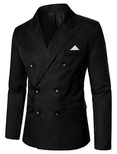  Per uomo Giubbotto Giacca Ricevimento di matrimonio Abbigliamento formale Primavera Autunno Tinta unica Doppiopetto Giacca Nero Bianco Rosa Rosso