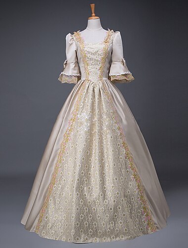 Gotische Lolita Rokoko 18. Jahrhundert Maxi Kleid Ein Hauch Aschenputtel Prinzessin Quadrathals Normal Alle Weihnachten Halloween Karneval Party Besonderer Anlass Quinceañera Erwachsene Ganzjahres