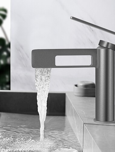  Robinet de lavabo de salle de bain, robinet de salle de bain noir, robinets de bain en forme de pistolet à un trou en laiton (noir/gris/chrome/doré)