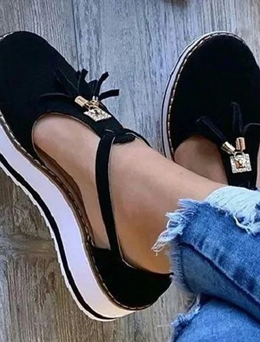  trendy dámské černé boty mary jane na platformě s mašlí - ideální pro ležérní a streetwear vzhled