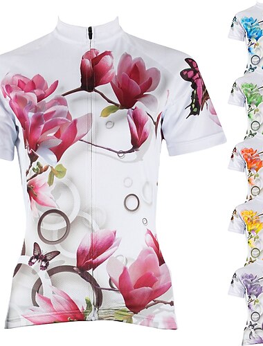  Mulheres Camisa para Ciclismo Manga Curta Tamanho Grande Moto Camisa / Roupas Para Esporte Blusas com 3 bolsos traseiros Ciclismo de Montanha Ciclismo de Estrada Respirável Secagem Rápida Resistente
