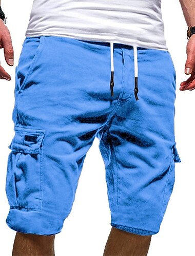  Voor heren Cargoshorts Meerdere zakken Kaart Voor buiten Sport Knielengte Feestdagen Uitgaan Weekend Korte broeken Slank Meerblauw Marine Inelastisch