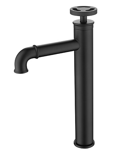  Robinet d'évier de salle de bain, évier de vasque haut à poignée unique noir/or vanité robinet de salle de bain mitigeur de lavabo corps en laiton