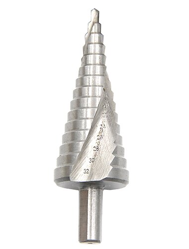  4-32 مللي متر مثقاب خطوة اللون الطبيعي ثلاثي حلزوني 15 خطوة تغليف أنبوب بلاستيكي مضاد للتآكل تثقيب / حفر فولاذي