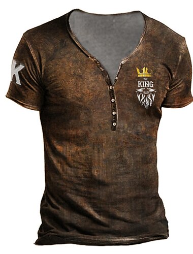  Camiseta Masculina Halloween Tee Camiseta Henley Gráfica de Caveira Henley Preta Verde Exército Marrom Caqui Estampa 3D ao Ar Livre Casual Manga Curta Botão Estampa Estilosa Leve Vintage Respirável