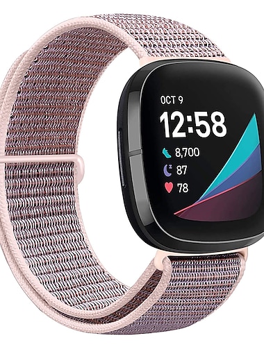  1 pcs Correa de Smartwatch para Fitbit Versa 3 / Sense Nailon Reloj inteligente Correa Ajustable Elástico Transpirable Correa Deportiva Reemplazo Pulsera