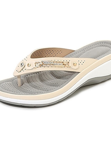  hvide flip-flop-sandaler til kvinder med rhinestone-accent – behagelige afslappede sommersko