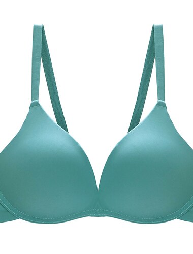  Damen-BH ohne Bügel, Doppelträger, verstellbar, volle Abdeckung, V-Ausschnitt, atmungsaktiv, reine Farbe, Haken&amp;Eye Date Casual Daily Nylon 1Stk Grün Schwarz / BHs&amp;Bralettes Heim-Outfits