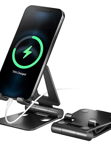  soporte del teléfono Soporte para tableta Portátil Rotativo Plegable Soporte para teléfono para Oficina Escritorio Compatible con Tableta Todos los teléfonos móviles Accesorio para Teléfono Móvil