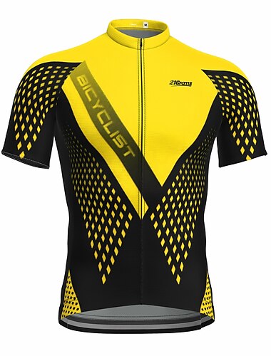  Herre Sykkeltrøyer Geometrisk Kortermet Sykkel Jersey Topper med 3 baklommer Fjellsykling Veisykling Hurtigtørkende Refleksbånd Tilbake Lomme Fukttransport sport Gul Rød Blå Klær