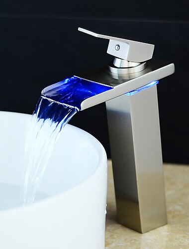  Einhand-Badezimmerarmatur, Einloch-LED- / Wasserfall- / Centerset-Badarmaturen aus Bronze mit Öleinrieb, Messing-Waschtischarmaturen mit kaltem und heißem Wasser