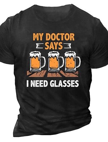  Herren Graphic Buchstabe Bier T Shirt Kurzarm T-Shirt 3D-Druck Rundhalsausschnitt Hemd Vintage Modisch Klassisch Outdoor Casual Täglich Schwarz Armeegrün Blau Sommer Bekleidung S M L XL 2XL 3XL
