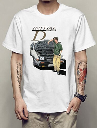  Initial D Takumi Fujiwara T-Shirt-Ärmel Zeichentrick Manga Anime Harajuku Grafik Kawaii Für Paar Herren Damen Erwachsene Zurück zur Schule Heißprägen