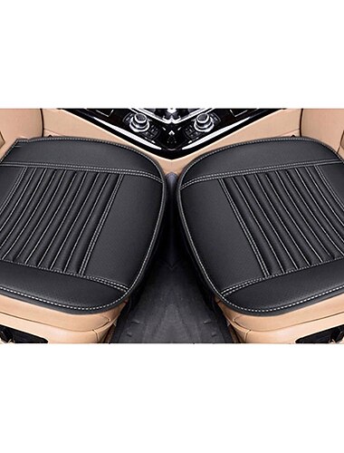  StarFire 2pcs Fashion Seat Cushion Four Season Seat Cover PU Leather Car Seat Cushion Automobiles Seat Cover Universal Car Chair Protector Pad Mat Auto Accessories