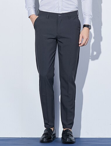  Herren Anzughosen Hose Hosen Chinesisch Chino Freizeithose Tasche Gerade geschnitten Glatt Komfort B¨¹ro Geschäft Casual Strassenmode Stilvoll Schwarz Hellgrau