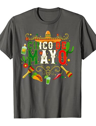  Inspiriert von Cinco de Mayo Fiesta Taco T-Shirt-Ärmel Fitness-Top 100% Polyester Muster Unabhängigkeitstag von Mexiko Tag der Toten T-shirt Für Herren / Damen / Paar