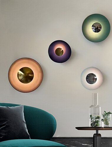 modern skandináv stílusú beltéri fali lámpa kerek dizájner színes hálószoba étkező nappali fém fali lámpák 220-240V