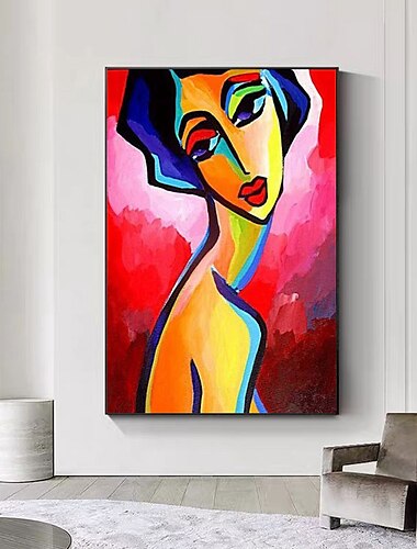  Peinture à l'huile Hang-peint Peint à la main Verticale Abstrait Personnage Classique Moderne Toile roulée (sans cadre)