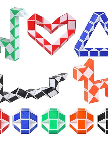  Paquete de 24 cubos de velocidad mágica de 24 bloques, juguetes de rompecabezas retorcidos de mini serpiente para el desarrollo de la inteligencia de los adolescentes, rellenos de bolsas de fiesta,
