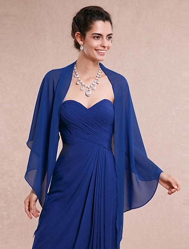  Sleeveless Shawls Chiffon Wedding / Party Evening / Casual Shawl & Wrap / Wedding Guest Wraps / Women‘s Wrap With Draping / Solid