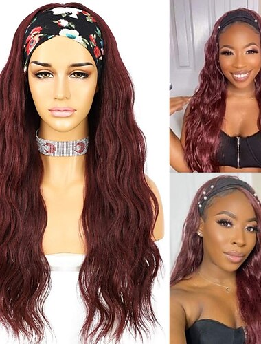  hoofdband pruiken lijmloze hoofdband pruik losse body golvend synthetisch haar pruiken voor zwarte vrouwen wave geen lace front pruiken mix bruine kleur machine gemaakte pruiken 150% dichtheid 26inch