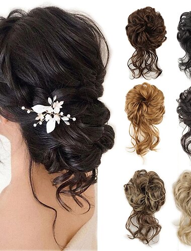  moño postizo extensión de cabello cola de caballo con banda de goma elástica updo cola de caballo postizo extensiones de cabello sintético scrunchies cola de caballo postizos para mujeres