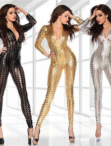  Combinaison Morphsuit Combinaison-pantalon Costume de peau Adulte Spandex Latex Costumes de Cosplay Couleur unie Genre Femme Halloween Carnaval Nouvel an