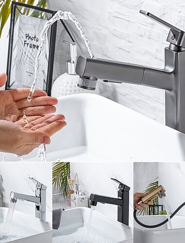  robinet de lavabo de salle de bain - douchette extractible / douchette extractible jeu central électrolytique mitigeur monotroubath taps