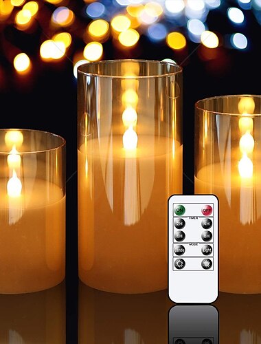  velas parpadeantes sin llama luces de control remoto velas que funcionan con pilas velas de imitación de vidrio con temporizador de ciclo de acrílico remoto 24 horas paquete de velas 3d3x h456led