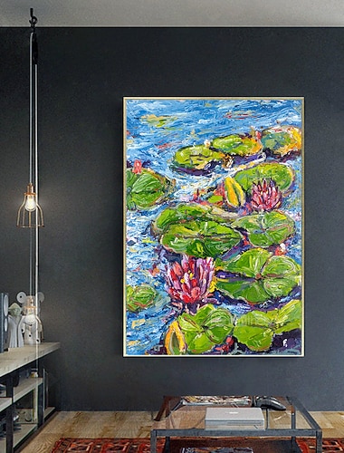  Hang-Ölgemälde Handgemalte Horizontales Panorama Landschaft Blumenmuster / Botanisch Modern Fügen Innenrahmen