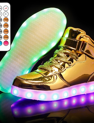  baskets montantes lumineuses à LED dorées pour garçons et filles – chaussures lumineuses rechargeables par USB pour fêtes et spectacles