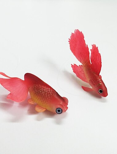  2 Stück künstliche Aquarienfische Kunststofffische realistische künstliche bewegliche schwimmende orangefarbene Goldfische gefälschte Fischornamente Dekorationen für Aquarienfischbecken