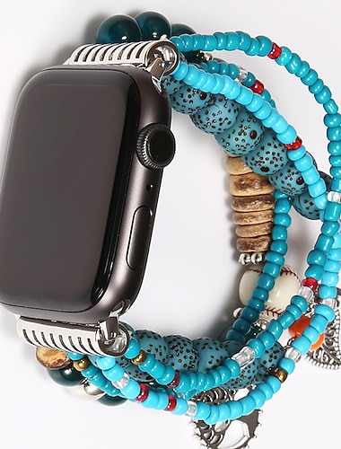  Pulsera de joyería Compatible con Apple Watch Correa 38mm 40mm 41mm 42mm 44mm 45mm 49mm Mujer Elástico Con Cuentas Cuentas correa de repuesto para iwatch Ultra 2 Series 9 8 7 SE 6 5 4 3 2 1