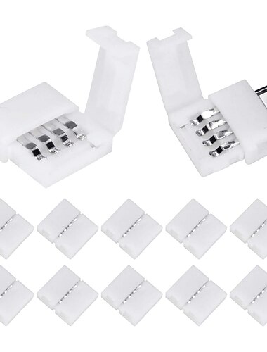  10 piezas de conector de tira de luz led rgb de 4 pines pbc conector de adaptador sin soldadura de clip de luz led de 10 mm de ancho adecuado para tira de luz led multicolor smd 5050