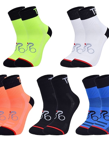  Compression Socks Athletic Sports Socks Crew Socks Cycling Socks Men's Football / Soccer Cycling / Bike Breathable Wearable 1 Pair Winter Solid Color Chinlon Black White Orange M L XL
