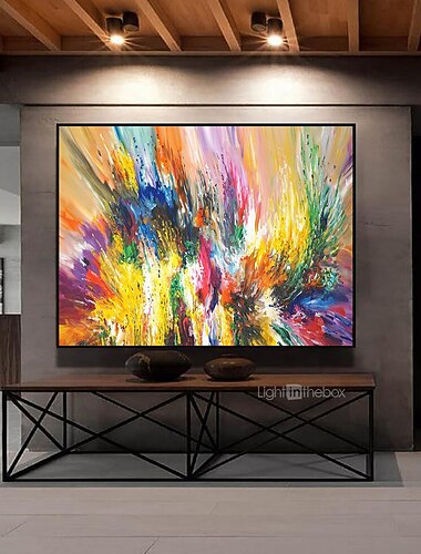  油絵キャンバスに100％手作りの手描きのウォールアート水平パノラマ抽象的なカラフルな風景現代の家の装飾の装飾ロールキャンバスフレームなし