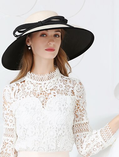  chapéus de tecido spandex chapéu de balde formal casamento elegante com headpiece bowknot