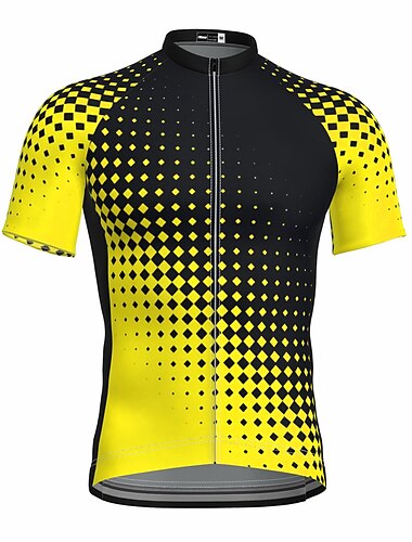  Herre Sykkeltrøyer Polkadotter Gradert Kortermet Sykkel Jersey Topper med 3 baklommer Fjellsykling Veisykling Hurtigtørkende Refleksbånd Tilbake Lomme Fukttransport sport Gul Rød Blå Klær