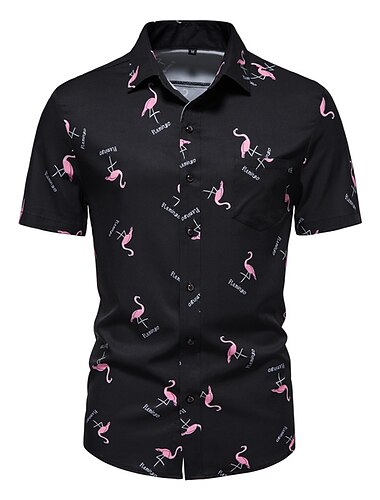  Miesten Flamingo Trooppinen Paita Havaiji paita Havaijilaispaita Lyhythihainen Paita Sänkyjen avaus Suunnittelija Väripaletti Klassinen Pyhäpäivä Musta Valkoinen 3D-tulostus S M L
