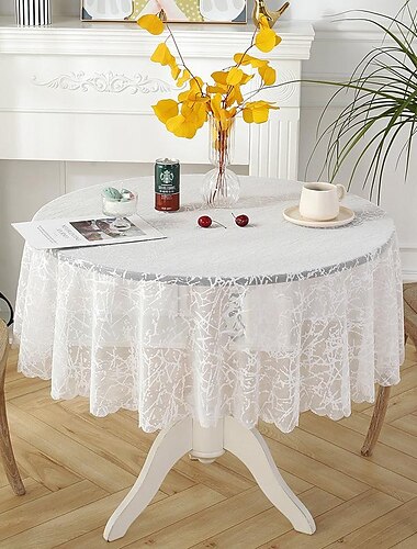  Nappe en dentelle nappe blanche pour table d'appoint, table basse, cuisine, fête, vacances, buffet