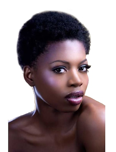  פאת שיער אנושי קצר מתולתל אפרו קינקי מתולתל בסגנון אפריקאי לנשים שחורות ללא תחרה רמי פאה מתולתלת פאה מלאה במכונה