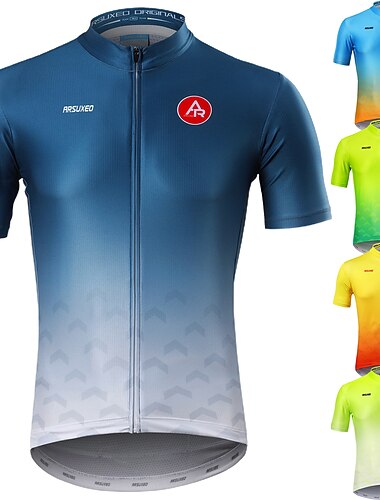  Per uomo Maglia da Ciclismo Sfumatura Manica Corta Bicicletta Maglia con 3 tasche posteriori Strisce Riflettenti Tasca Posteriore Elastico Dislittamento Gli sport Nero Giallo Viola Abbigliamento