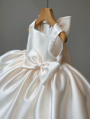  Kinder Wenig Mädchen Kleid Einfarbig Hochzeit Party Besondere Anlässe Rüsche Schleife Hellblau Bohnen Paste Weiße lange Ärmel Ärmellos nette Art Elegant Prinzessin Kleider Frühling Sommer 3-12 Jahre