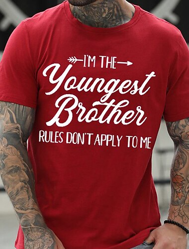  Herrars Yngsta Brors Regler Gäller Inte För Mig Rolig Grafisk Kort Ärmar T-Shirt