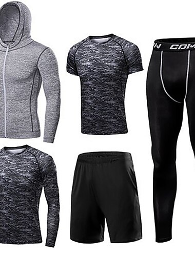  Herren Sportbekleidungsset Fitness-Kleidungsset Sportlich Langarm warm halten Atmungsaktiv Rasche Trocknung Fitness Fitnesstraining Laufen Sportbekleidung Sportkleidung Einfarbig Schwarz Weiß Blau