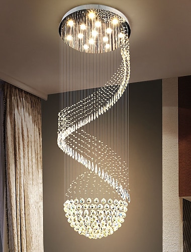  70 cm candelabro led luz pingente cristal longo aço inoxidável galvanizado moderno luz de escada 220-240v