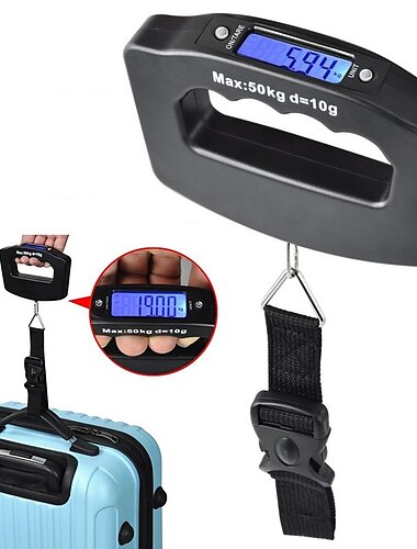  50kg/10g ψηφιακή ζυγαριά αποσκευών Ηλεκτρονική φορητή βαλίτσα ταξιδιού ζυγίζει με οπίσθιο φωτισμό ηλεκτρονική κρεμαστή ζυγαριά ταξιδιού ιμάντα / άγκιστρο προαιρετικό