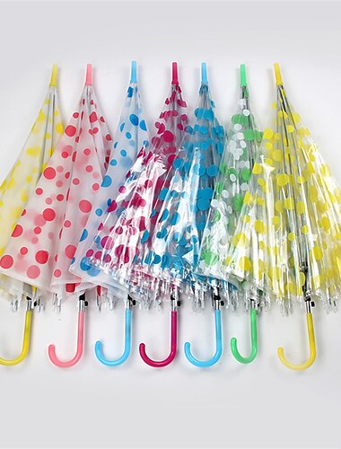  יצירתי קטן טרי ארוך ידית שקופה מטריה צבע ישר מוט שקופה מטריה אוטומטית