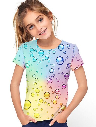  Mädchen 3D 3D-Druck T-Shirt Kurzarm 3D-Druck Sommer Frühling Aktiv Modisch Kuschelig Polyester kinderkleidung 3-12 Jahre Outdoor Täglich Innen Regular Fit