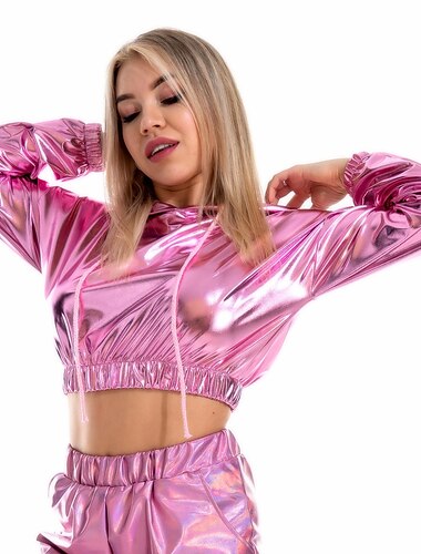  Hip-Hop Brillant Années 1980 Bal Masqué Sweat à capuche Filles épicées Haut Découpé Femmes Costume de Carnaval Carnaval Mascarade Enterrement de Vie de Jeune Fille Défilé de la Fierté Mois des Fiertés